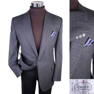 VTG Ravazzolo Mens ITALIAN Wool Check Multi-Color Sport Coat Blazer Jacket 42L